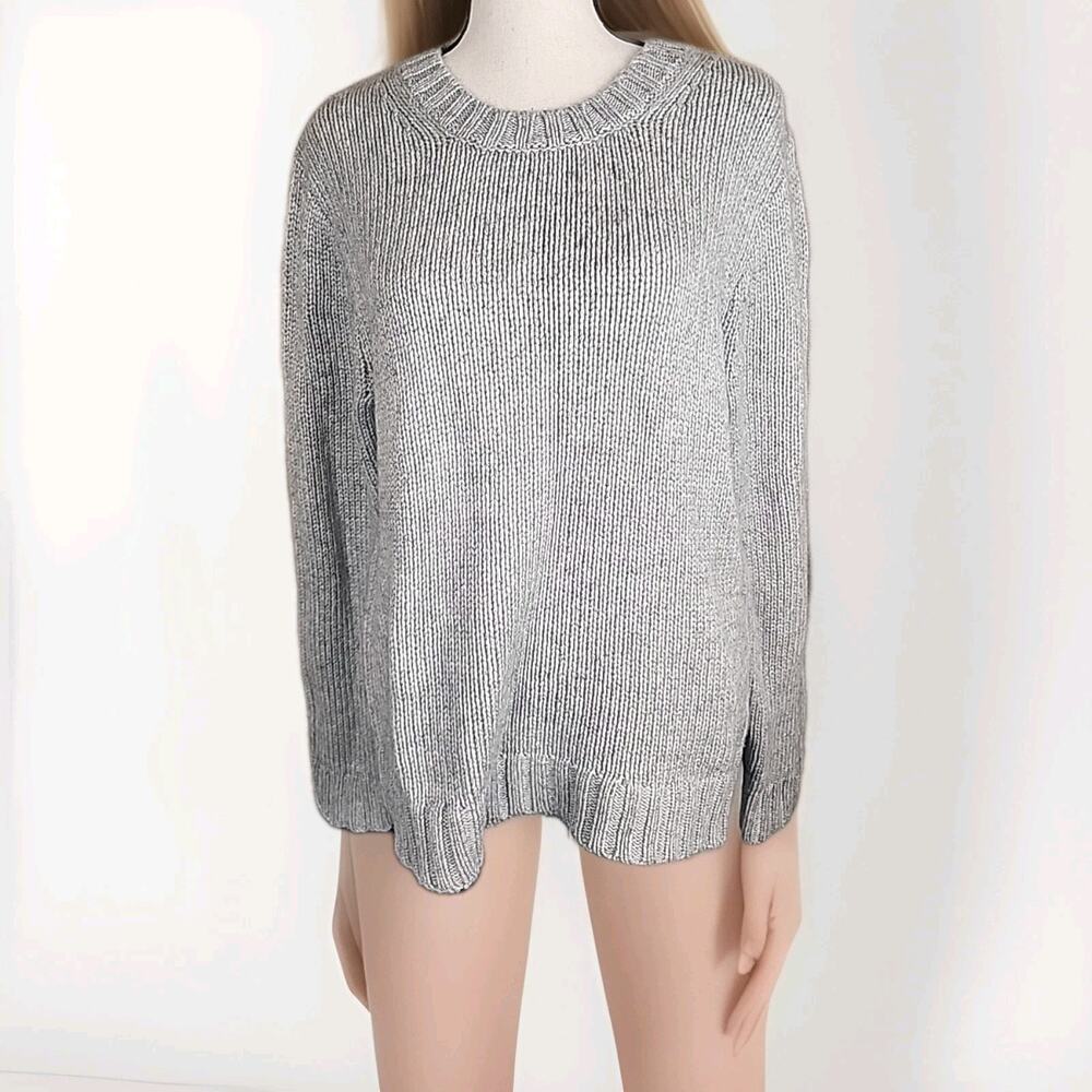 J. Crew Merino Wool Blend Sweater Women's M Gray Pullover Crewneck